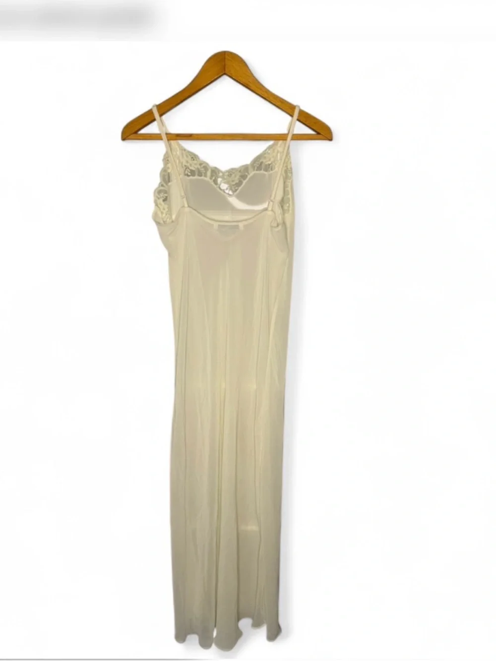 Vintage Maidenform Sheer Lace Trim Slip Dress Cream‎ Size L